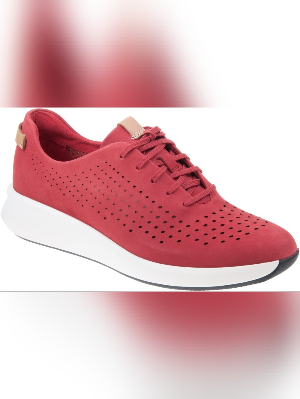 Clarks NEW Unstructured Un Rio Tie Red Nubuck Leather Sneakers Shoes sz 8.5